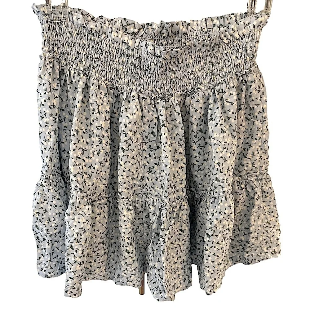 Wild Fable Floral Baby Blue Tiered Ruffle Mini Skirt Women’s size S